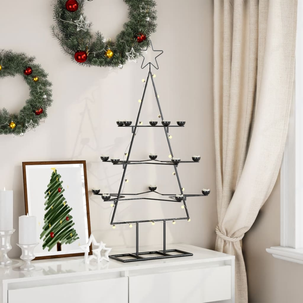 Vidaxl kerstdecoratie kerstboom 105 cm metaal zwart