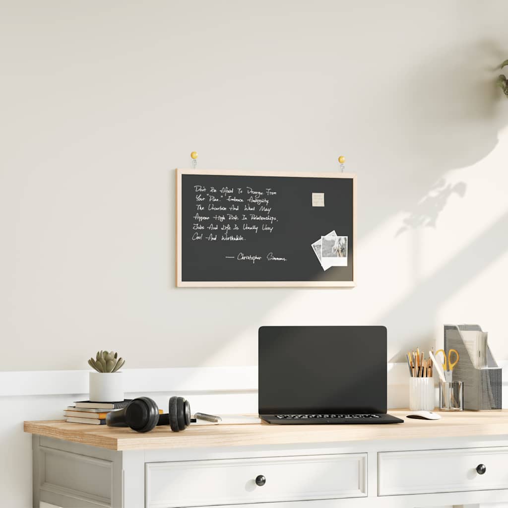 Vidaxl krijtbord met massief grenenhouten frame zwart 60x40 cm