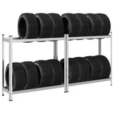 Vidaxl 2-laags bandenrekken 2 st 110x40x109 cm staal zilverkleurig