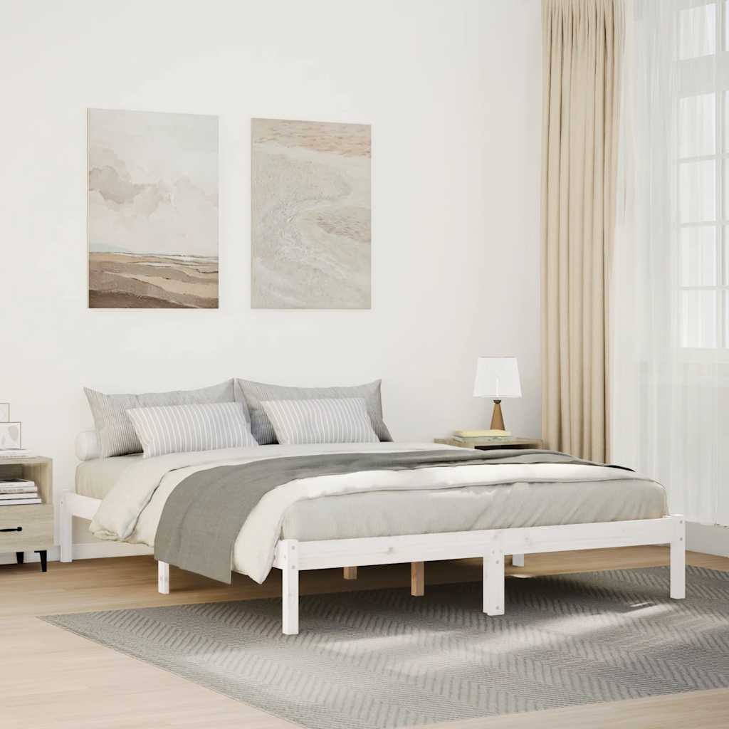 Vidaxl bedframe extra lang zonder matras grenenhout wit 140x220 cm