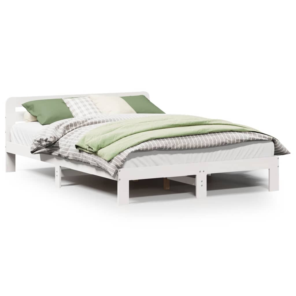 Vidaxl bedframe zonder matras massief grenenhout wit 150x200 cm