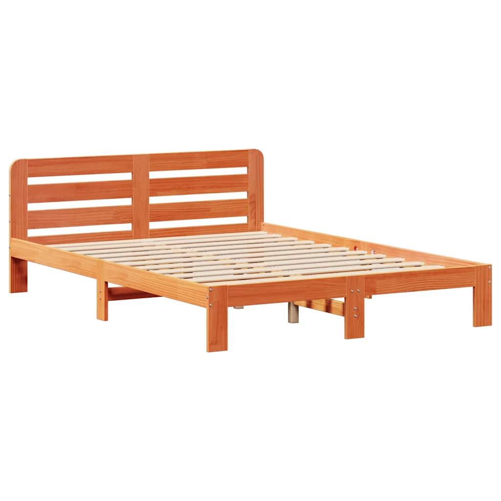 Vidaxl bedframe zonder matras massief grenenhout wasbruin 150x200 cm