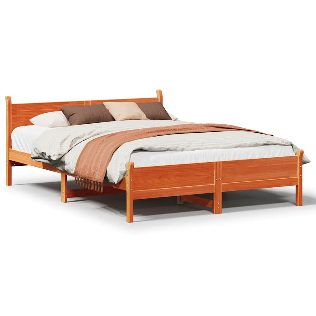 Vidaxl bedframe zonder matras massief grenenhout wasbruin 150x200 cm