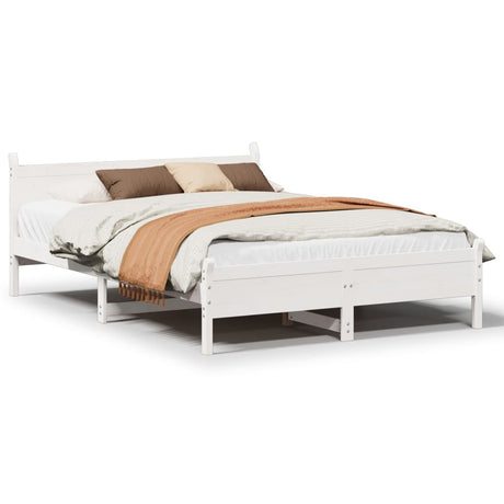 Vidaxl bedframe zonder matras massief grenenhout wit 140x190 cm