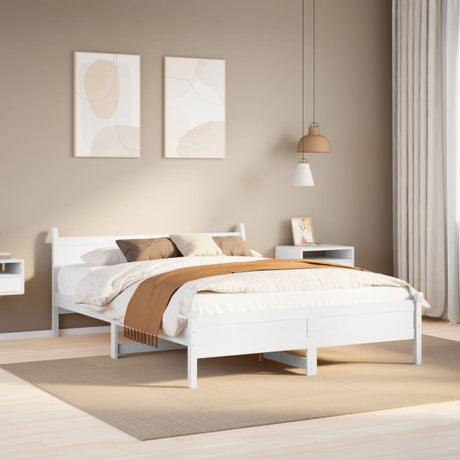 Vidaxl bedframe zonder matras massief grenenhout wit 140x190 cm