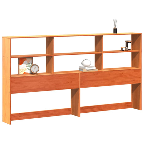 Vidaxl hoofdbord met opbergruimte 200 cm massief grenenhout wasbruin