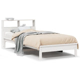 Vidaxl bed met boekenkast zonder matras grenenhout wit 90x200 cm