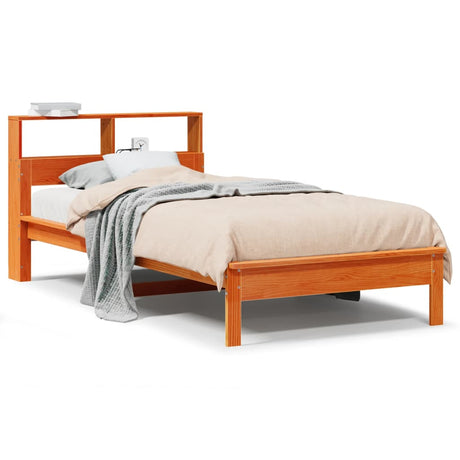 Vidaxl bed met boekenkast zonder matras grenenhout wasbruin 90x190 cm