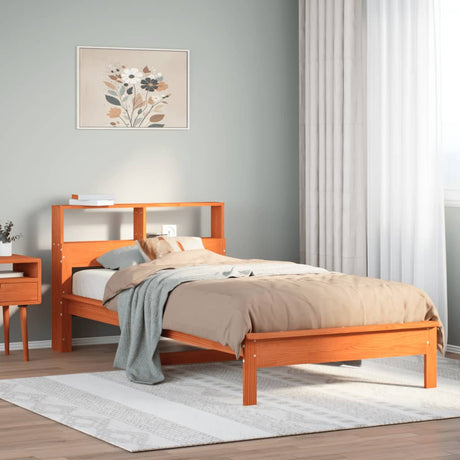 Vidaxl bed met boekenkast zonder matras grenenhout wasbruin 90x190 cm