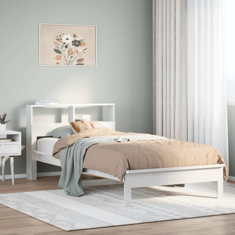 Vidaxl bed met boekenkast zonder matras grenenhout wit 75x190 cm