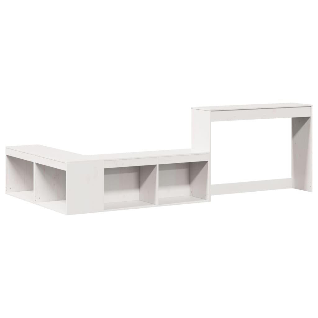 Vidaxl nachtkastje met bureau 232x112x75 cm massief grenenhout wit