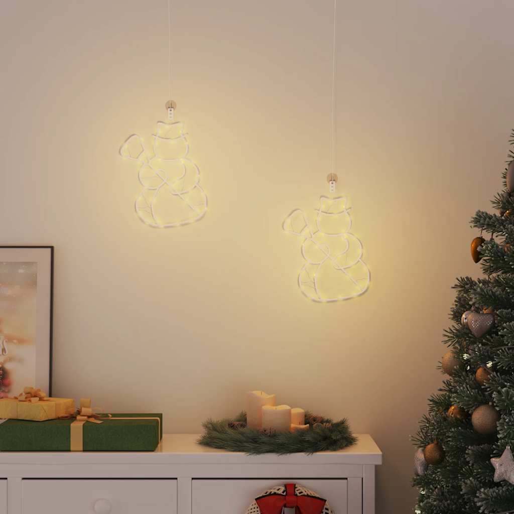 Vidaxl kerstverlichting sneeuwpop silhouet 2 st 35 leds warm wit