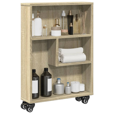 Vidaxl smalle opbergtrolley sonoma eiken 48x13x68 cm bewerkt hout