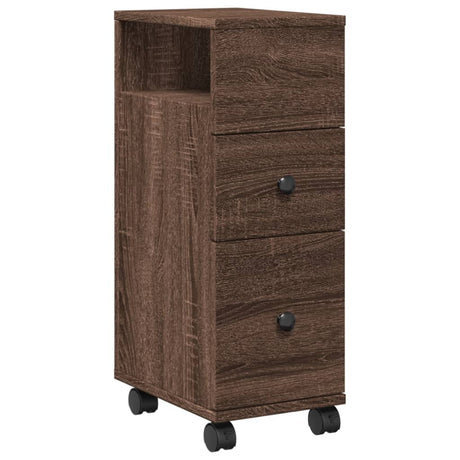 Vidaxl badkamerkast smal met wielen bewerkt hout bruin eikenkleurig