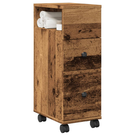 Vidaxl badkamerkast smal met wielen bewerkt hout oud houtkleurig