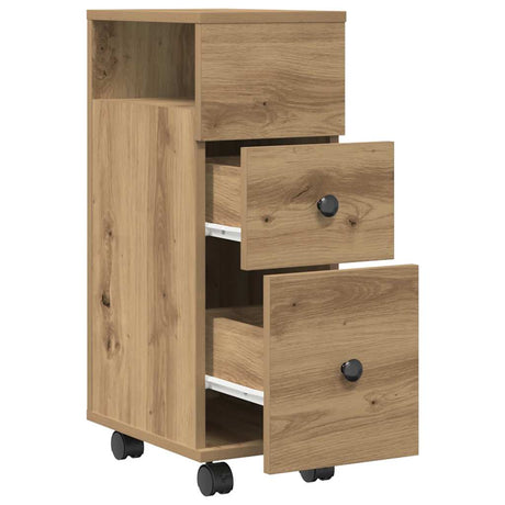 Vidaxl badkamerkast smal met wielen bewerkt hout artisanaal eiken