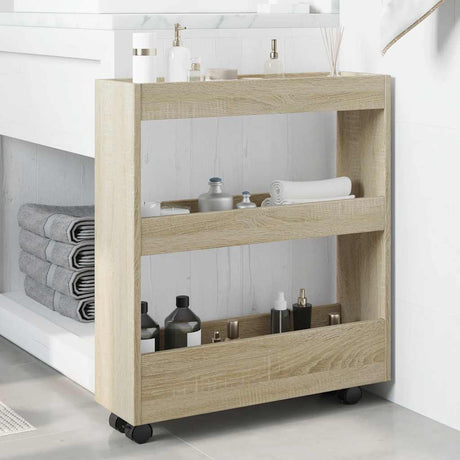 Vidaxl opbergtrolley smal 3-laags bewerkt hout sonoma eikenkleurig