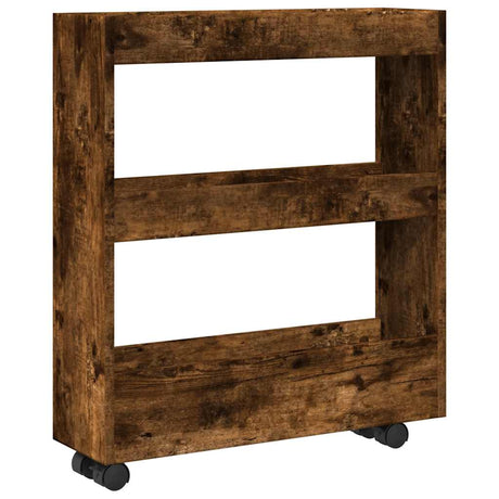 Vidaxl opbergtrolley smal 3-laags bewerkt hout gerookt eikenkleurig