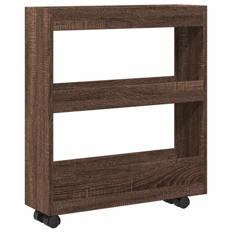Vidaxl opbergtrolley smal 3-laags bewerkt hout bruin eikenkleurig