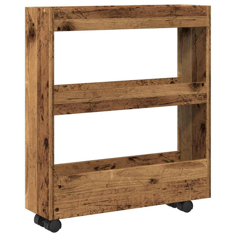 Vidaxl opbergtrolley smal 3-laags bewerkt hout oud houtkleurig