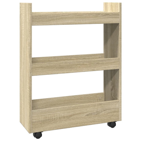 Vidaxl opbergtrolley smal 3-laags bewerkt hout sonoma eikenkleurig