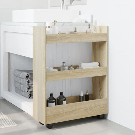 Vidaxl opbergtrolley smal 3-laags bewerkt hout sonoma eikenkleurig