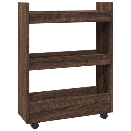 Vidaxl opbergtrolley smal 3-laags bewerkt hout bruin eikenkleurig