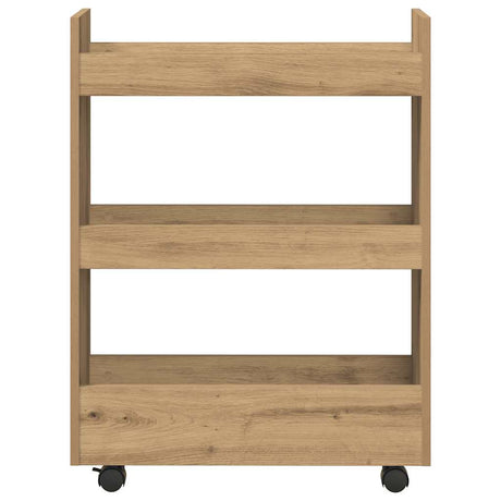 Vidaxl opbergtrolley smal 3-laags bewerkt hout artisanaal eikenkleurig