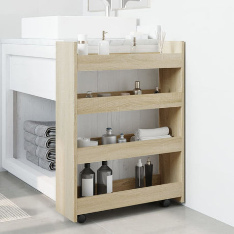 Vidaxl opbergtrolley smal 4-laags bewerkt hout sonoma eikenkleurig