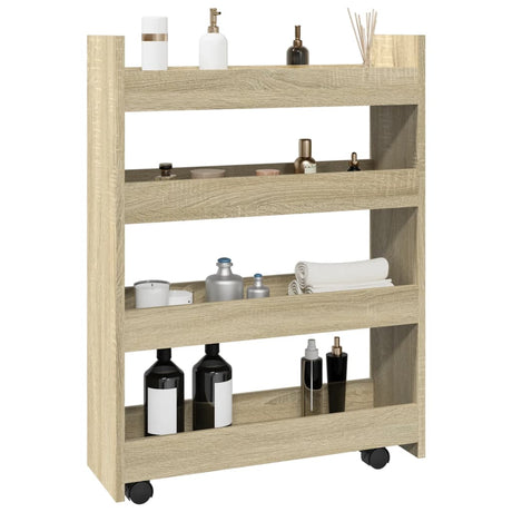 Vidaxl opbergtrolley smal 4-laags bewerkt hout sonoma eikenkleurig