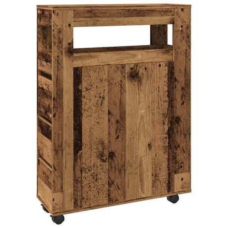 Vidaxl badkamerkast smal met wielen bewerkt hout oud houtkleurig