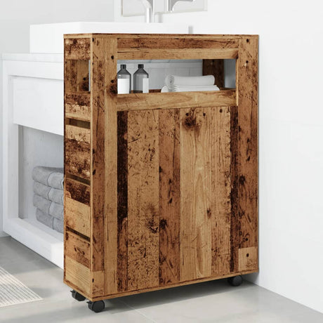Vidaxl badkamerkast smal met wielen bewerkt hout oud houtkleurig