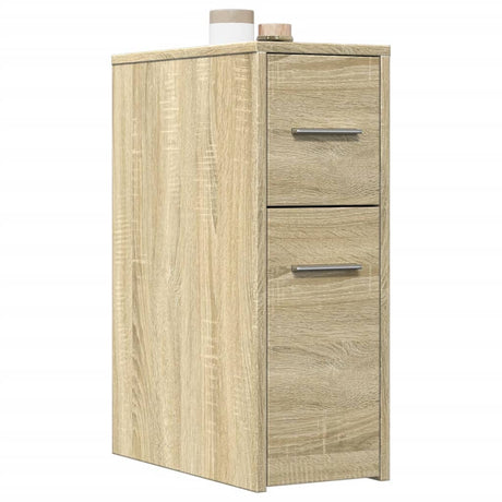 Vidaxl badkamerkast smal met wielen bewerkt hout sonoma eikenkleurig