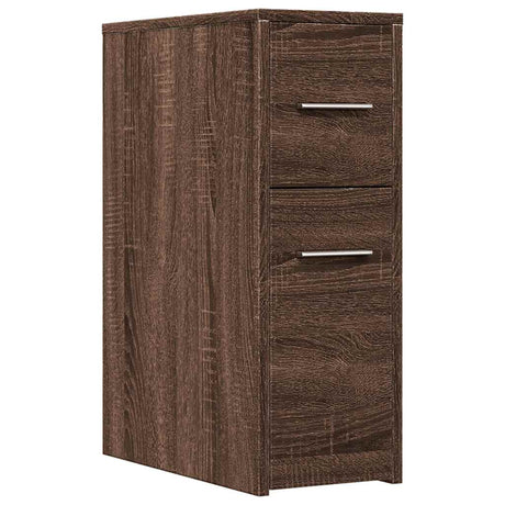 Vidaxl badkamerkast smal met wielen bewerkt hout bruin eikenkleurig