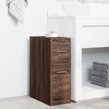 Vidaxl badkamerkast smal met wielen bewerkt hout bruin eikenkleurig