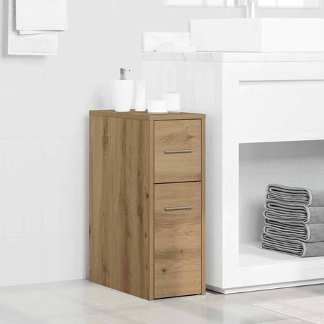 Vidaxl badkamerkast smal met wielen bewerkt hout artisanaal eikenkleur