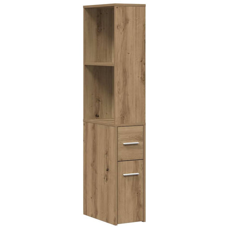 Vidaxl badkamerkast smal met wielen bewerkt hout artisanaal eikenkleur