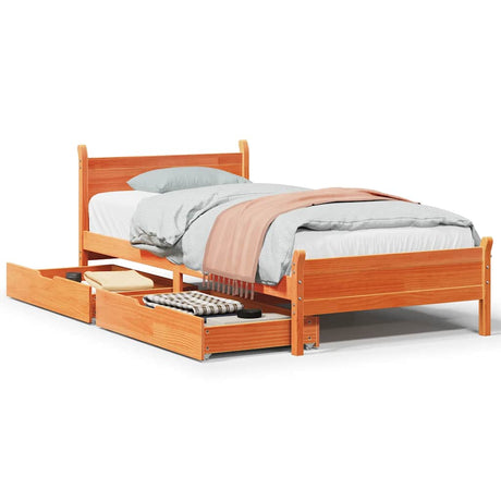 Vidaxl bedframe zonder matras massief grenenhout wasbruin 100x200 cm