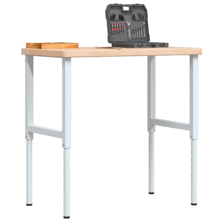 Vidaxl werkbank rechthoekig 100x60x(73-99,5) cm massief eikenhout