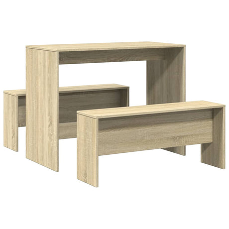 Vidaxl 3-delige eettafel en bankenset bewerkt hout sonoma eikenkleurig