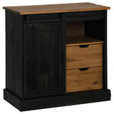 Vidaxl dressoir halden schuifdeur zwart 80x40x80 cm massief hout grijs