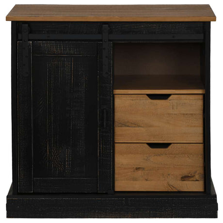 Vidaxl dressoir halden schuifdeur zwart 80x40x80 cm massief hout grijs
