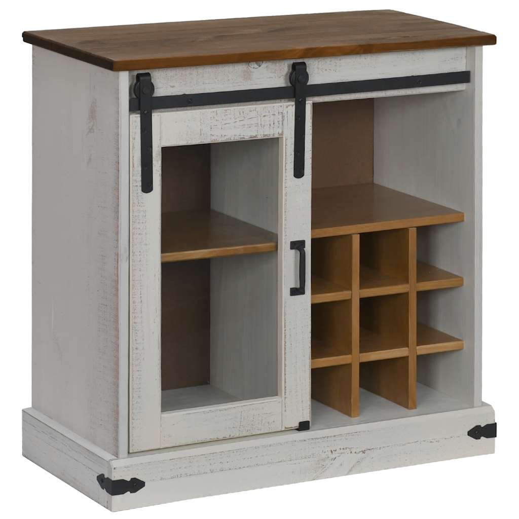 Vidaxl dressoir halden met schuifdeur 80x40x80 cm massief hout wit