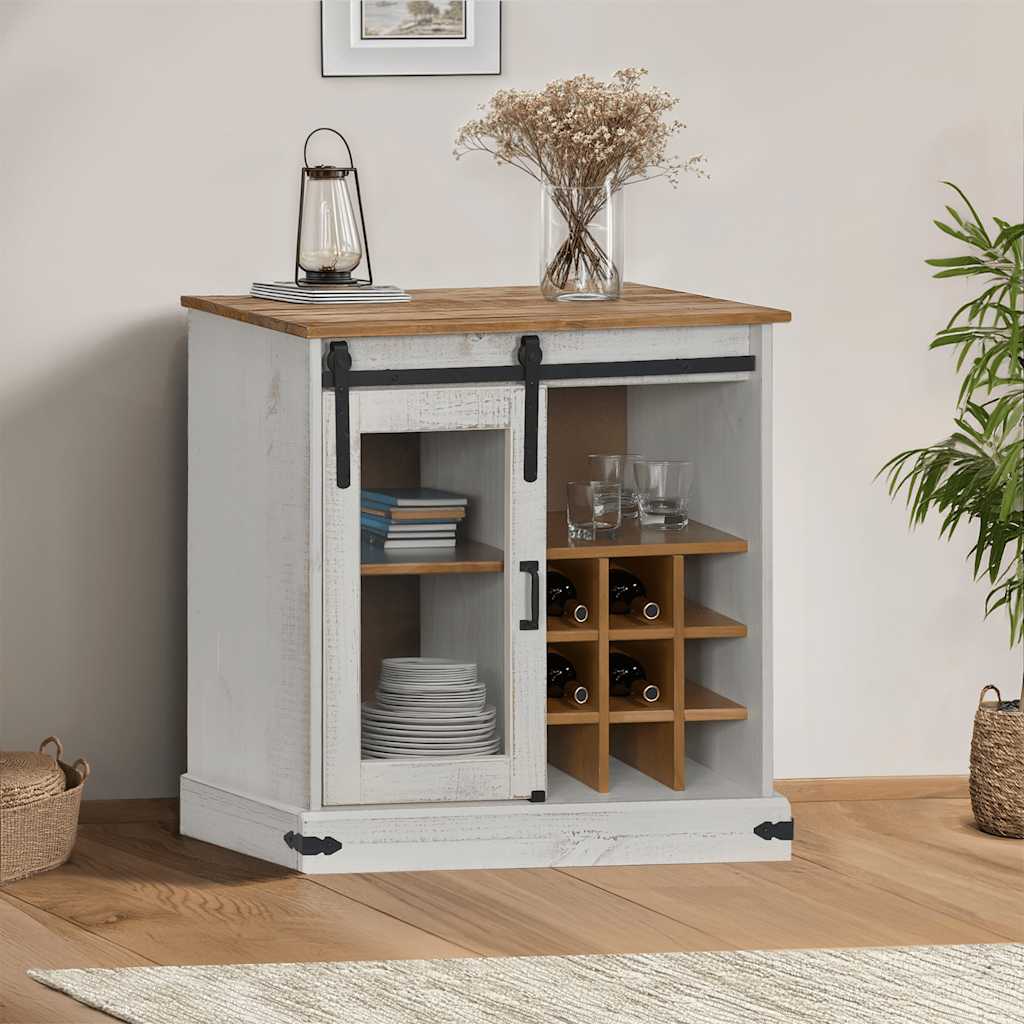 Vidaxl dressoir halden met schuifdeur 80x40x80 cm massief hout wit
