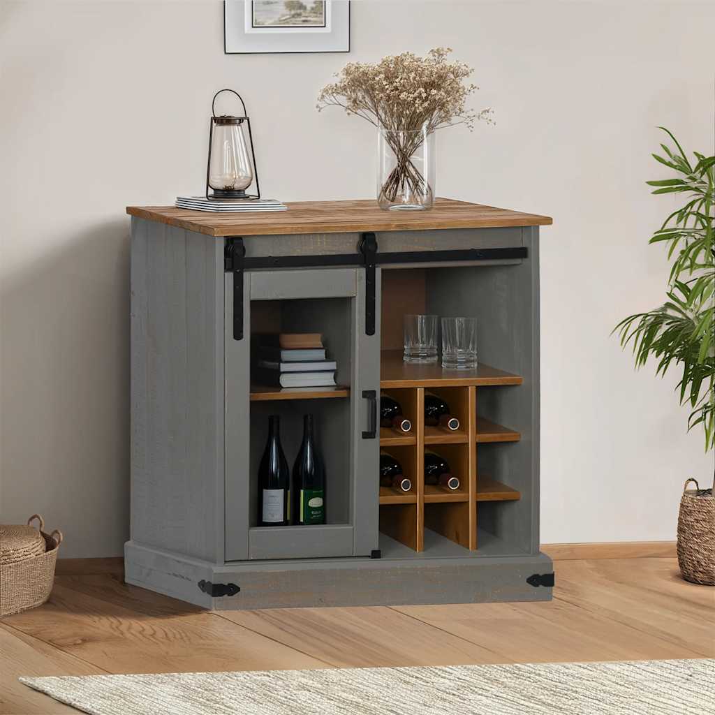 Vidaxl dressoir halden met schuifdeur 80x40x80 cm massief hout grijs