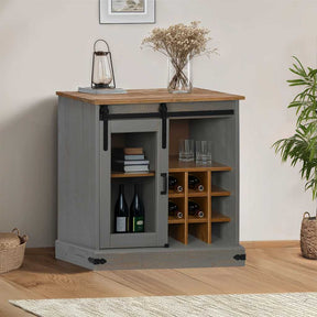 Vidaxl dressoir halden met schuifdeur 80x40x80 cm massief hout grijs