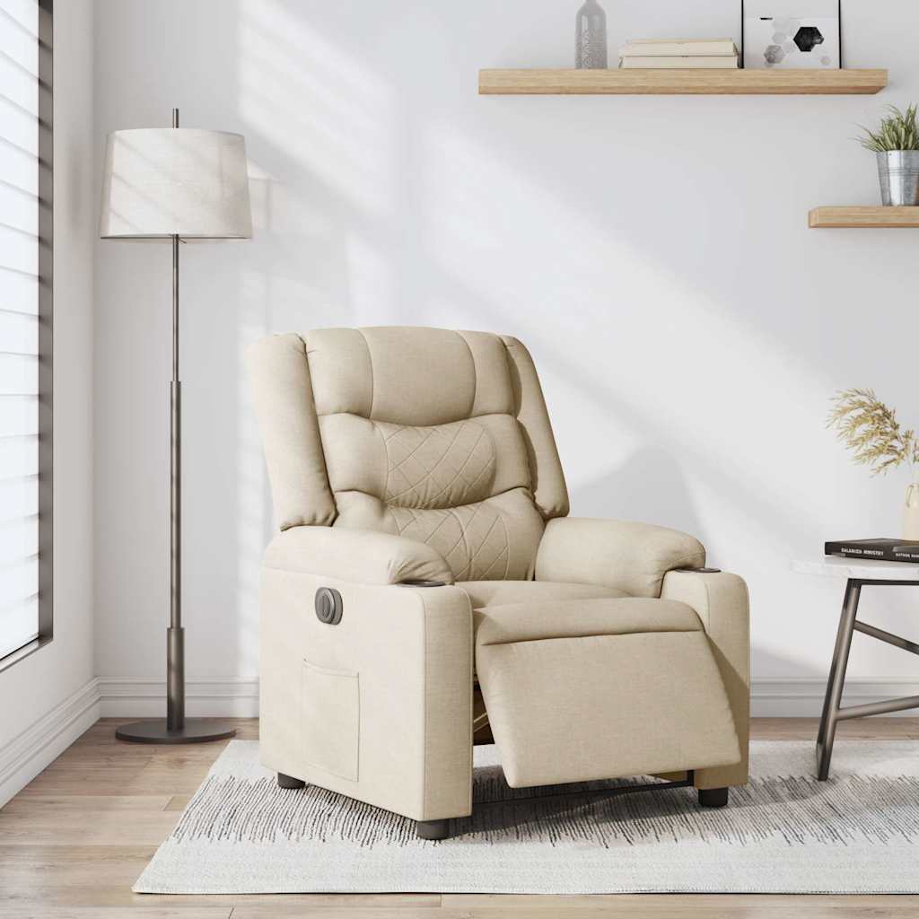 Vidaxl fauteuil verstelbaar elektrisch stof crèmekleurig