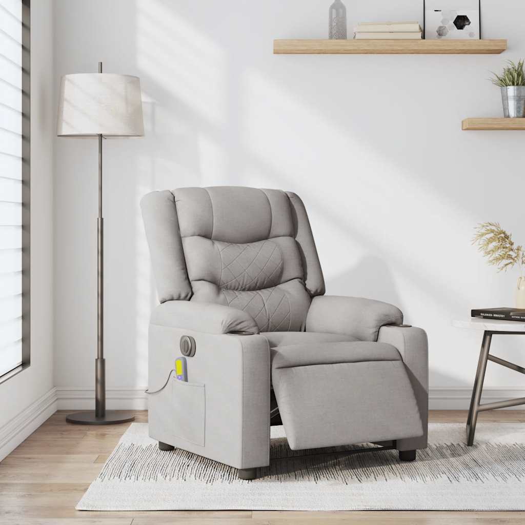 Vidaxl massagestoel elektrisch verstelbaar stof wolk grijs
