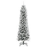 Vidaxl kunstkerstboom met sneeuw smal 210 cm pvc en pe