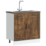 Vidaxl spoelbakonderkast kalmar 80x46x81,5cm bewerkt hout gerookteiken